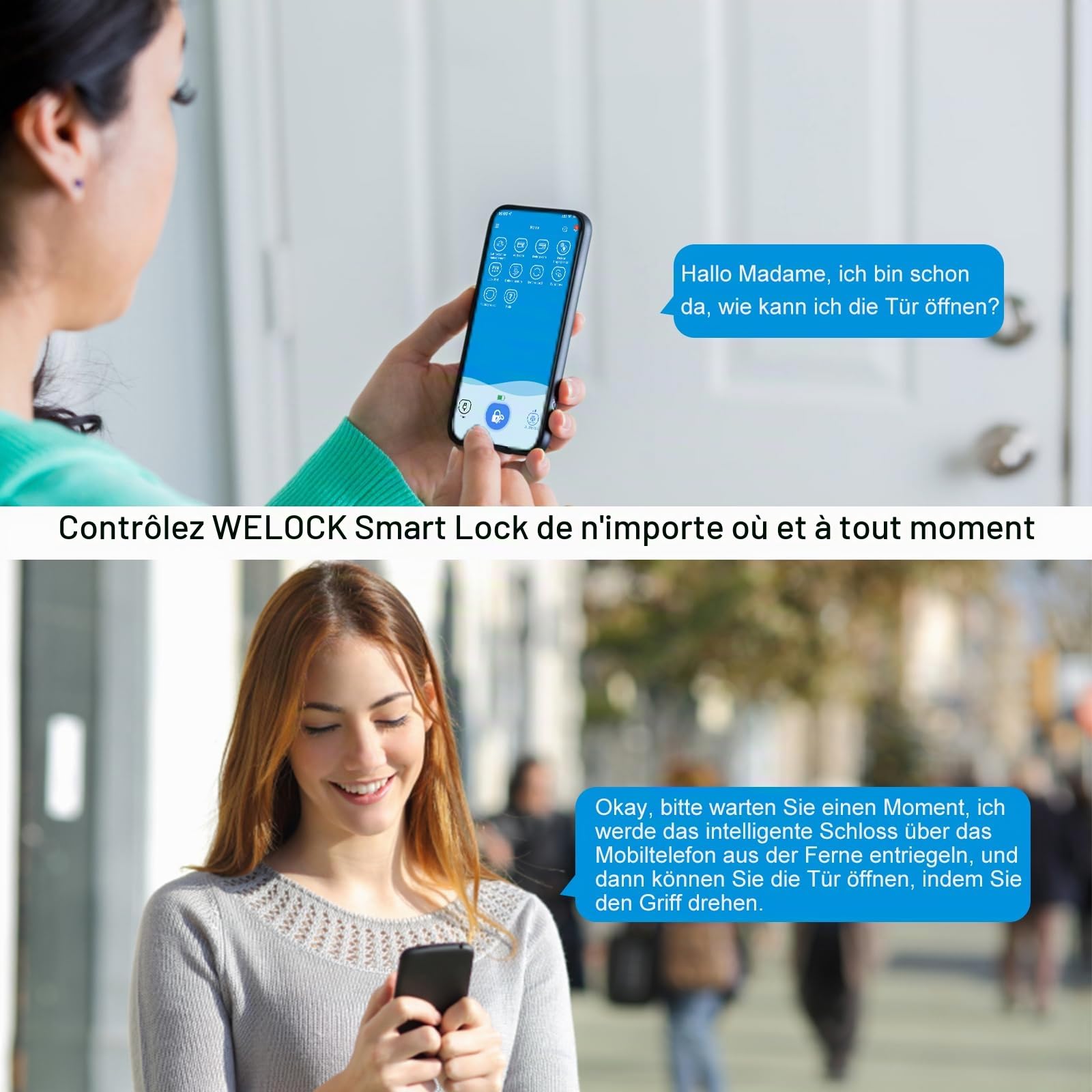 RUILON SECBN51 Serrure Empreinte Digitale avec 3 Cartes RFID 1 WIFIBOX | 30x30 Serrure connectée biometrique, IP65, Commande à distance, Intelligente, Portes 30-70 mm, Chambre Maison Bureau