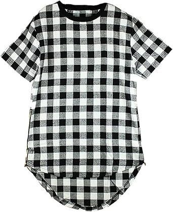 Side Zipper Plaid Tshirt Style 