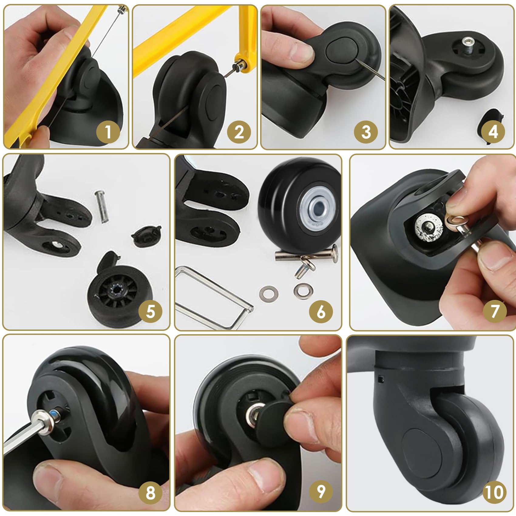 Ruedas de Maleta de Reemplazo 4 Piezas 50 mm x 18 mm Goma con Rodamientos