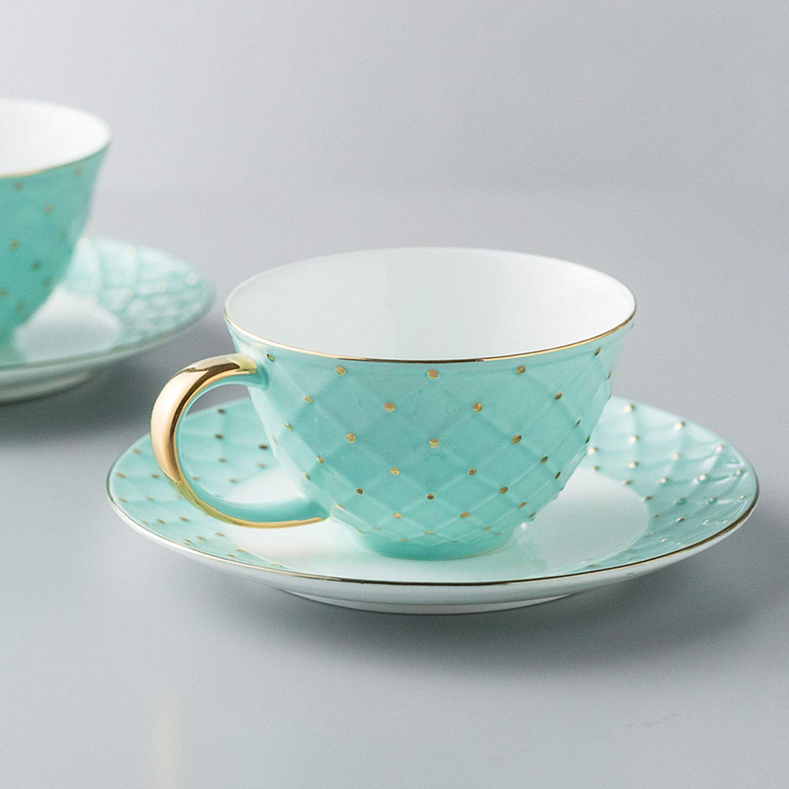 Filiżanka do kawy / kubków do kawy Os chińskie filiżanki espresso - 6,1 uncji Demicup Kubki i spodki Porcelanowe cappuccino Kubki do Latte, Kawa, Herbata, Moka (Gold Perle Dots and Line) Tass