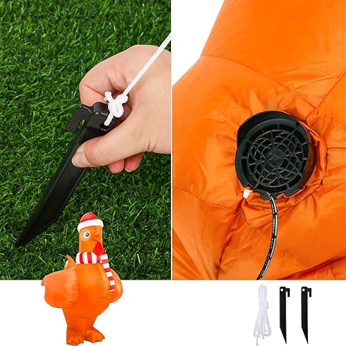 Miniatura 2 de Ceenna Pollo inflable de Navidad grande de 5.15 pies con sombrero de bufanda integrado con luz LED colorida inflable, pavo inflable, decoración de