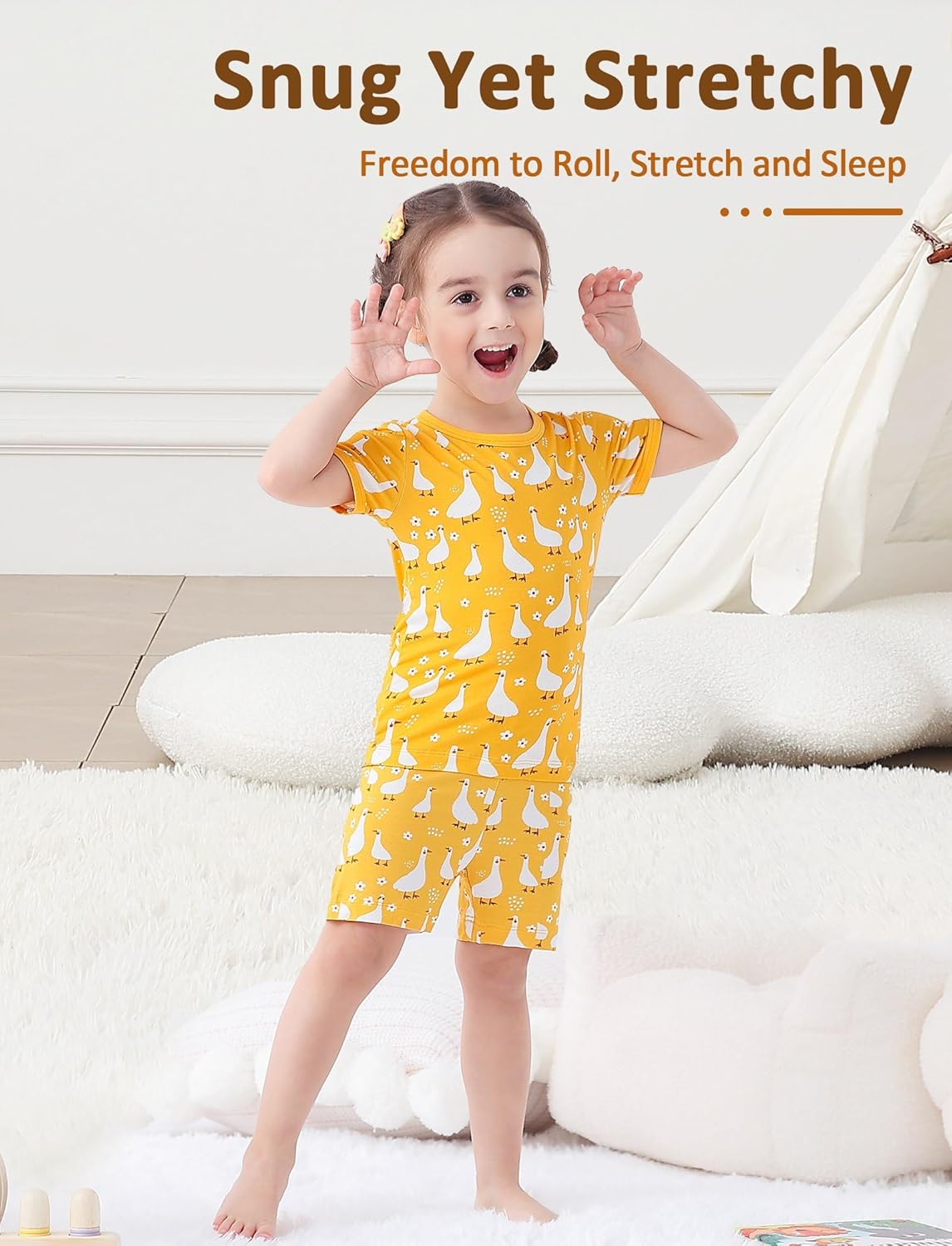 JunNeng Bamboo Viscose Pajamas for Toddler Girls, 2-Piece Snug fit Pjs Short Sleeve Summer Sleepwear 12M-5Y - Image 5