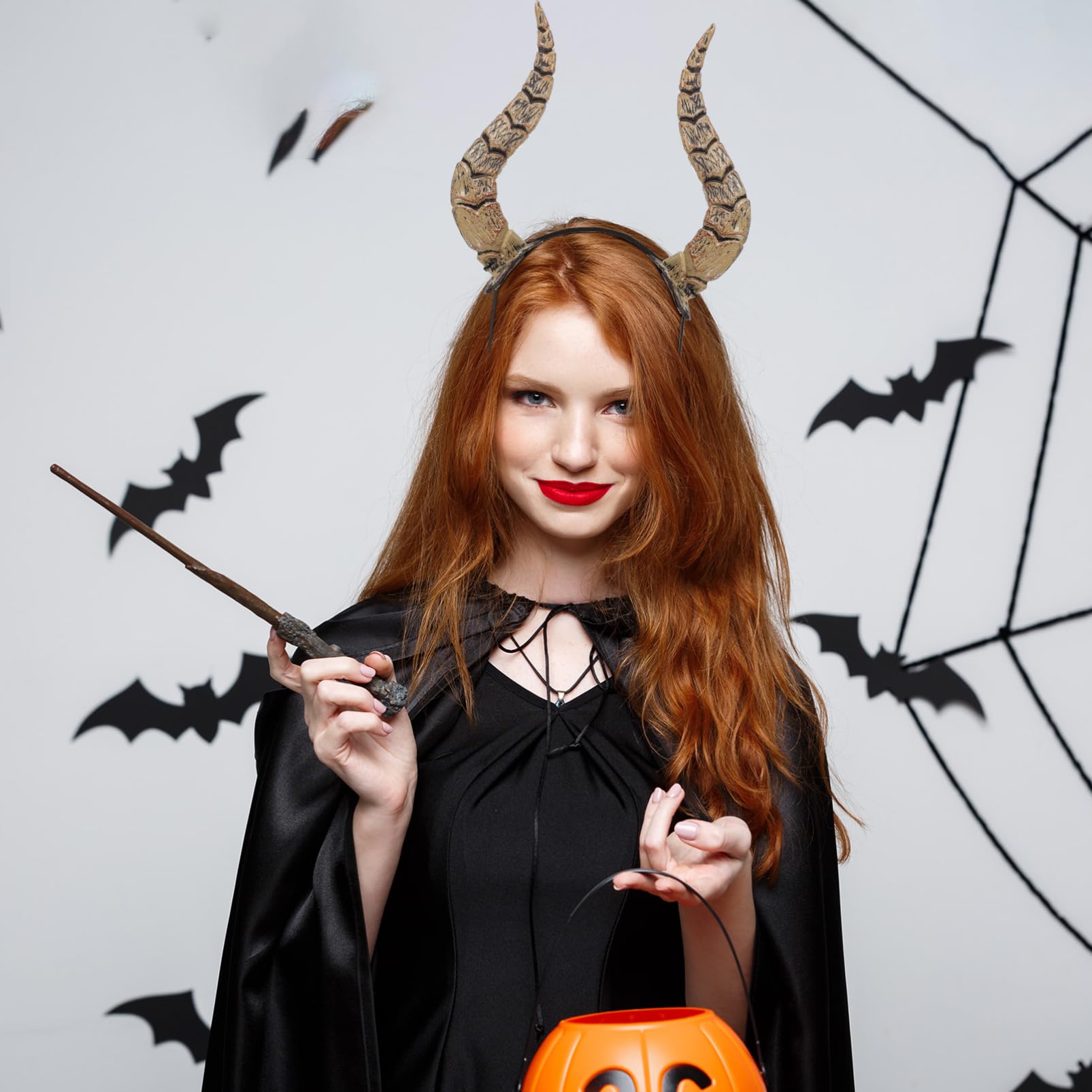 Alipis Animal Horn Headband for Halloween Party and Cosplay Elastic Devil Horns Costume Headwear for Adults Unique Ox Horn Design for Festival Dress up - Image 3