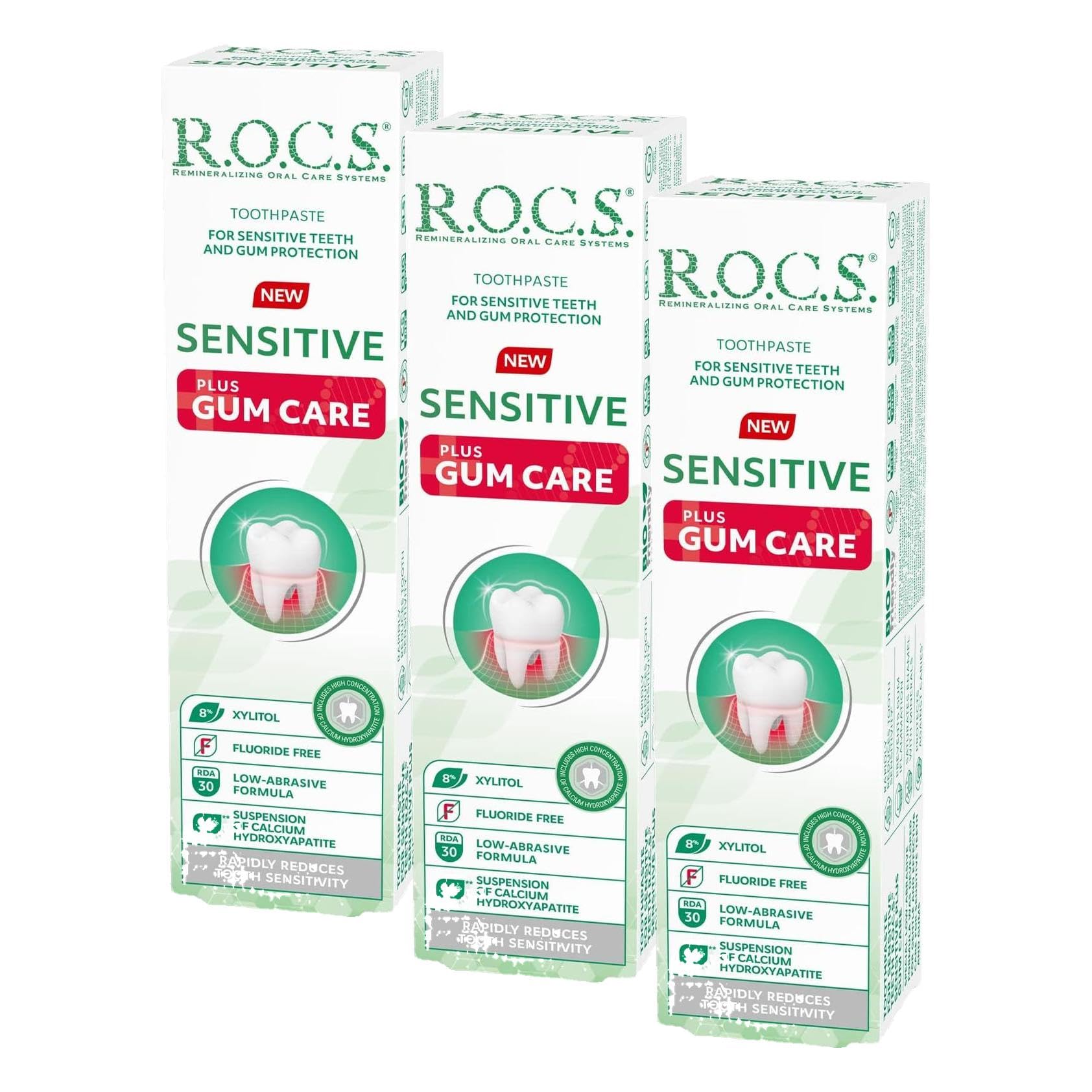 R.O.C.S. Sensitive Artı Diş Eti Bakımı Klorofilli Diş Macunu, 94Gr (3 paketi)