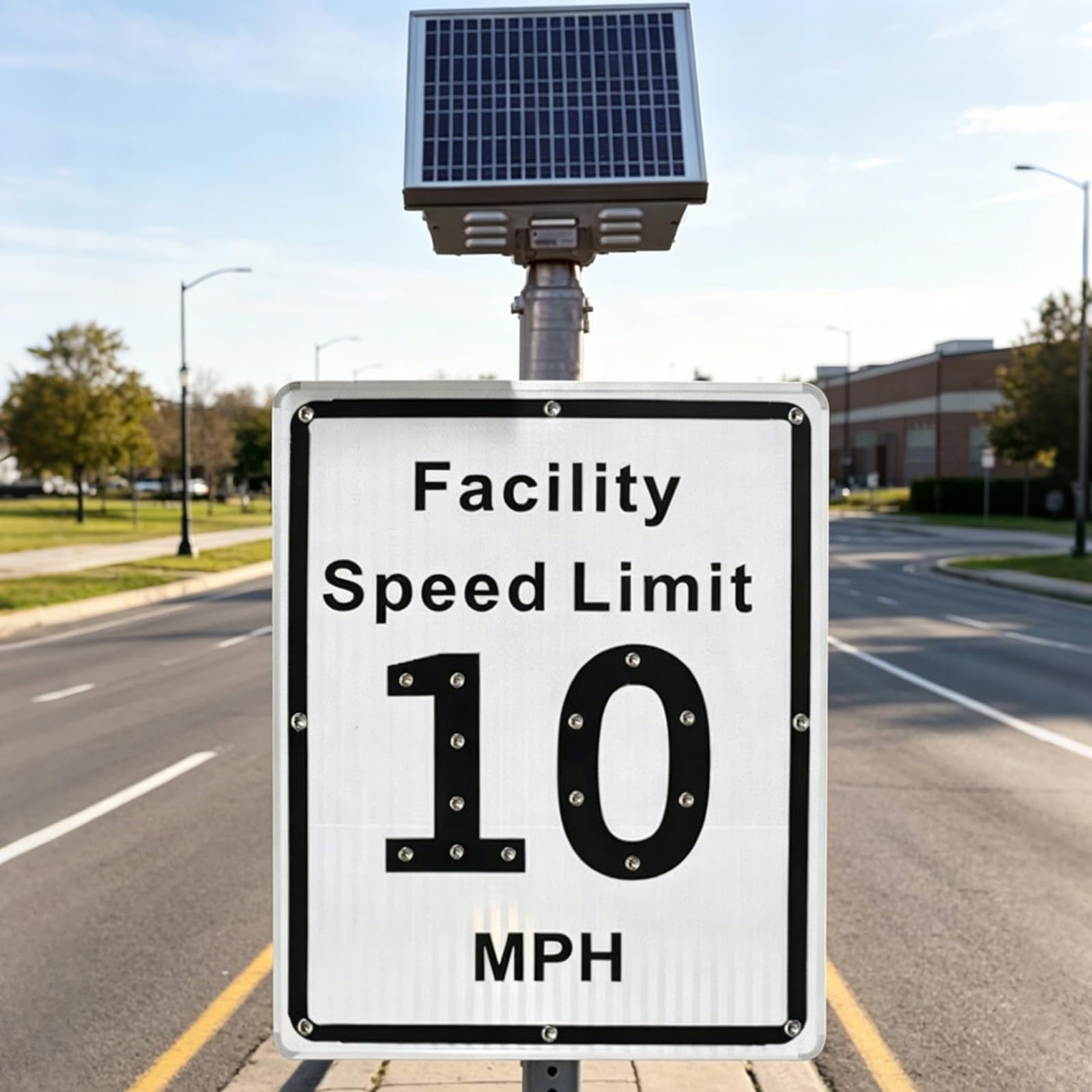 Señal De Límite De Velocidad Led Alimentada por Energía Solar, Señales De Advertencia De Tráfico De Aluminio, 16" X 24", Lámina Reflectante De Grado De Ingeniería