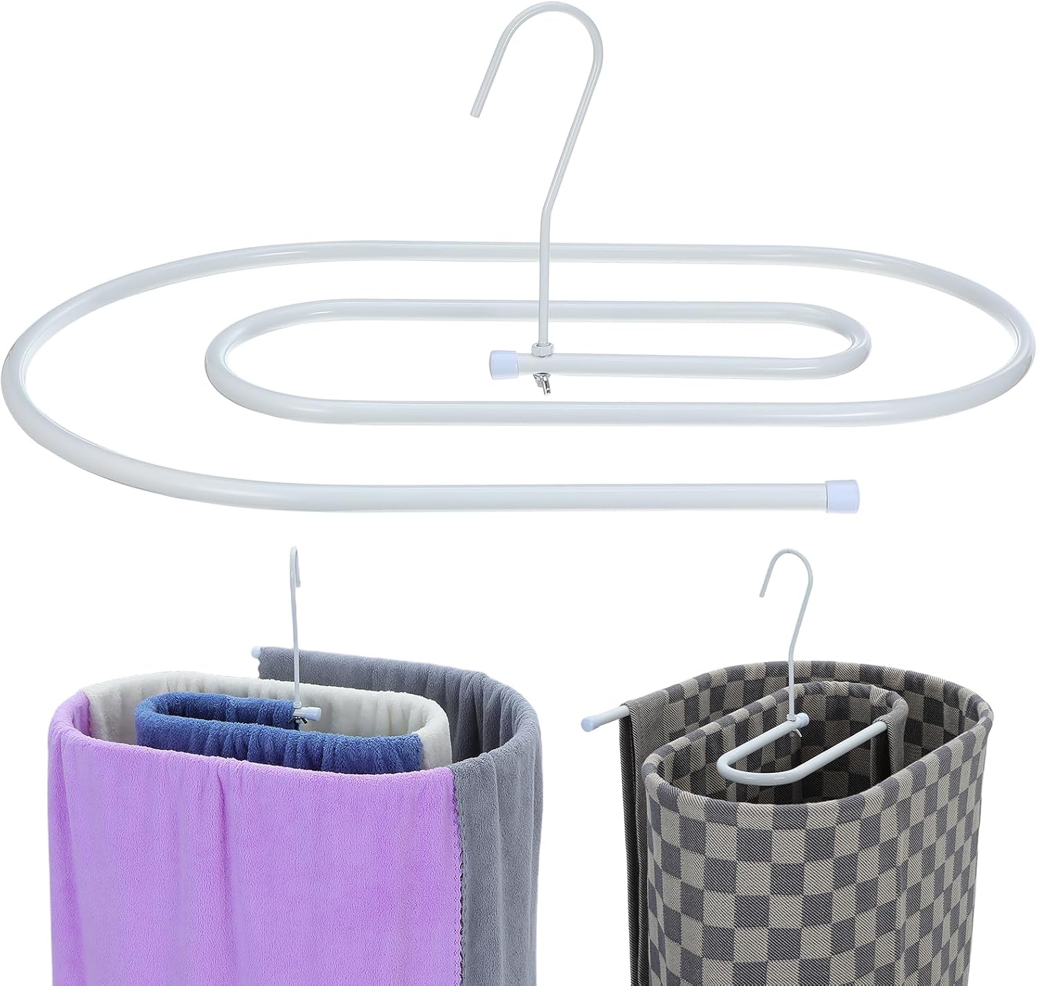 White Spiral Blanket Hanger Wall-Mounted Quilt Rack Space-Saving Laundry Drying Rack for Clothes and Bedspreads Indoor Balcony Use