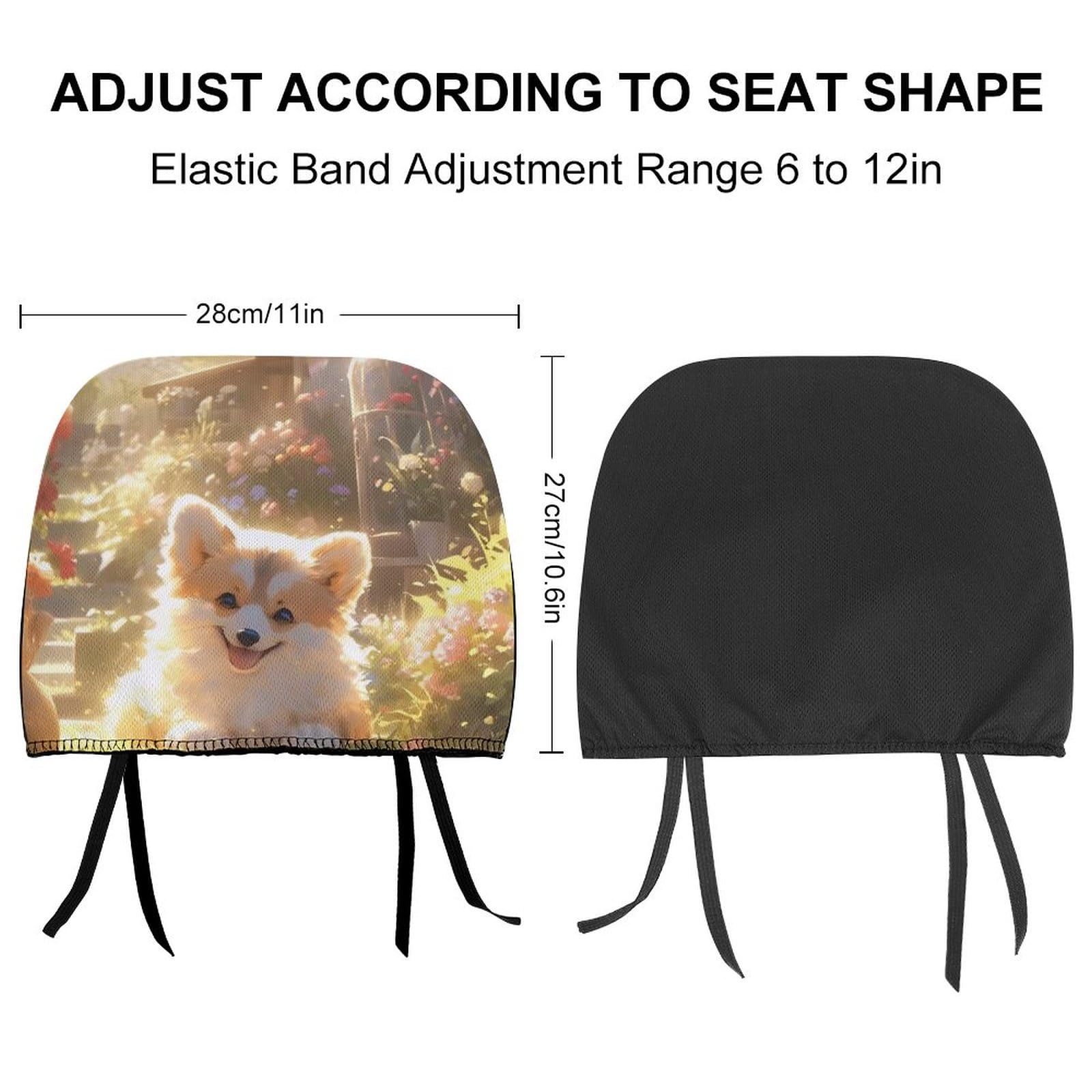 Amazon｜2枚セット カーシートヘッドレストカバー 春 笑顔な犬 柴犬 車