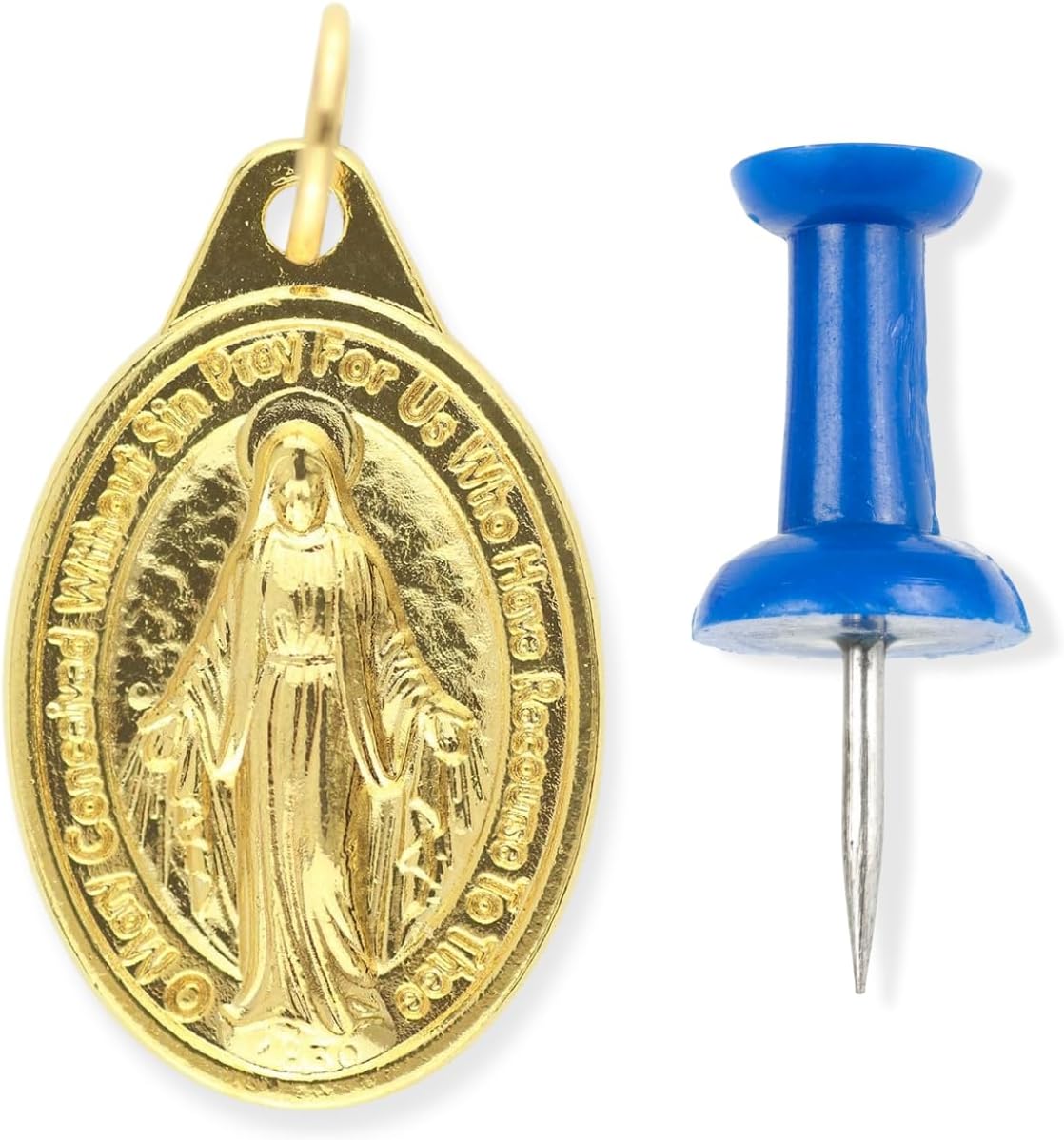Caritas et Fides Pack of 10 - Miraculous Medals Catholic Gold Plated (1 Inch) Pendant for Necklace - Made in Italy - Image 5