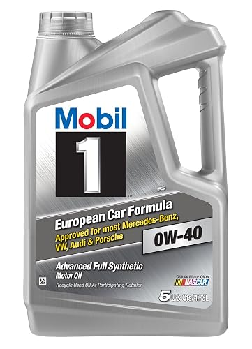 Mobil 1 European Car Formula Full Synthetic Motor Oil 0W-40, 5 Quart | OEM Approved | Turbocharger Protection | Triple Action Formula