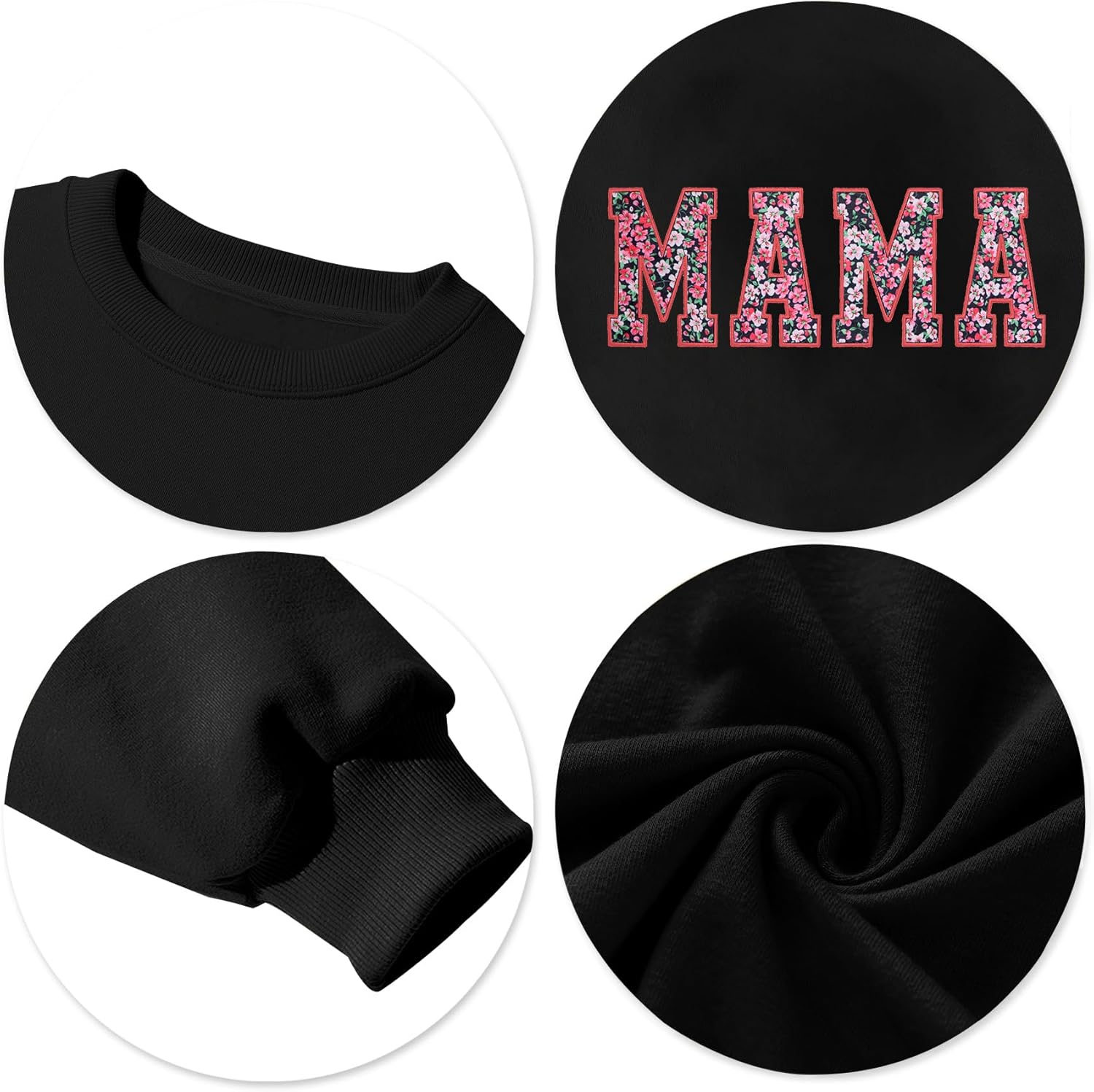 Mama Sweatshirt for Women: Embroidered Mom Essentials Crewneck Sweatshirts Mama Gifts Mom Graphic Long Sleeve - Image 4