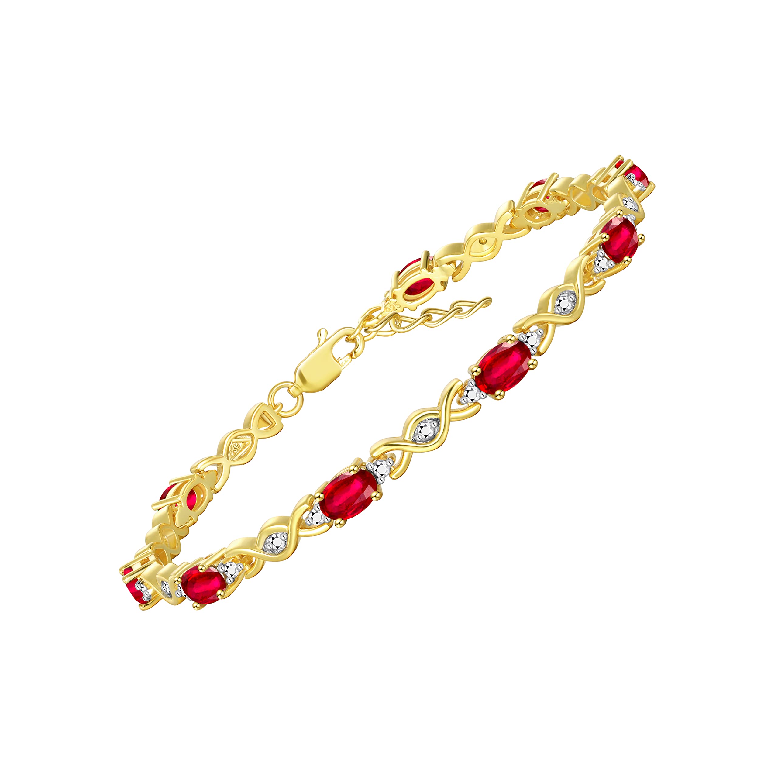 Rylos Bracelets for Women Yellow Gold Plated Silver XOXO Hugs &amp; Kisses Tennis Bracelet Gemstone &amp; Diamonds Adjustable to Fit 7"-8" Wrist, 10 Gorgeous 6X4MM Jewelry for Women Friendship Bracelets