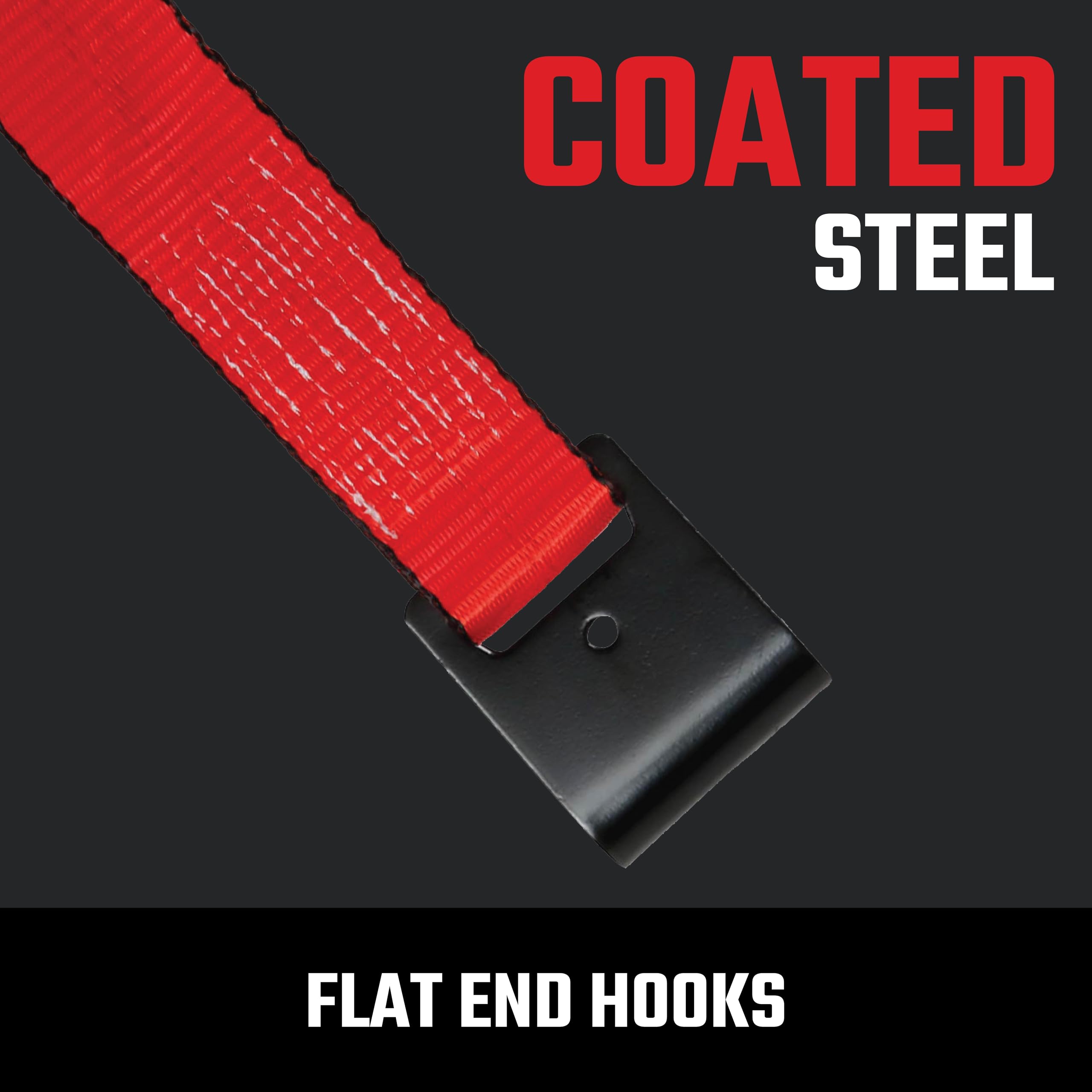 CRAFTSMAN CMXAZBS10000F Sangle d'arrimage à cliquet de 5,1 cm x 8,6 m avec Crochet Plat – Robuste/résistante à la Rupture de 4,5 kg, Noir/Rouge