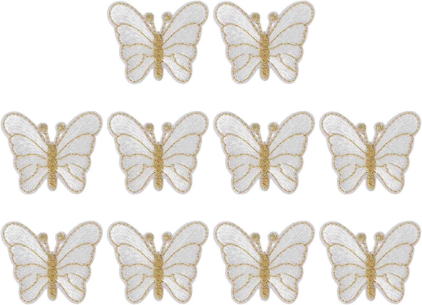 PATIKIL 10 Pcs Butterfly Iron on Patches, Embroidered Sew on Applique Repair Patch for Backpacks Clothing Shoes Hats DIY, White