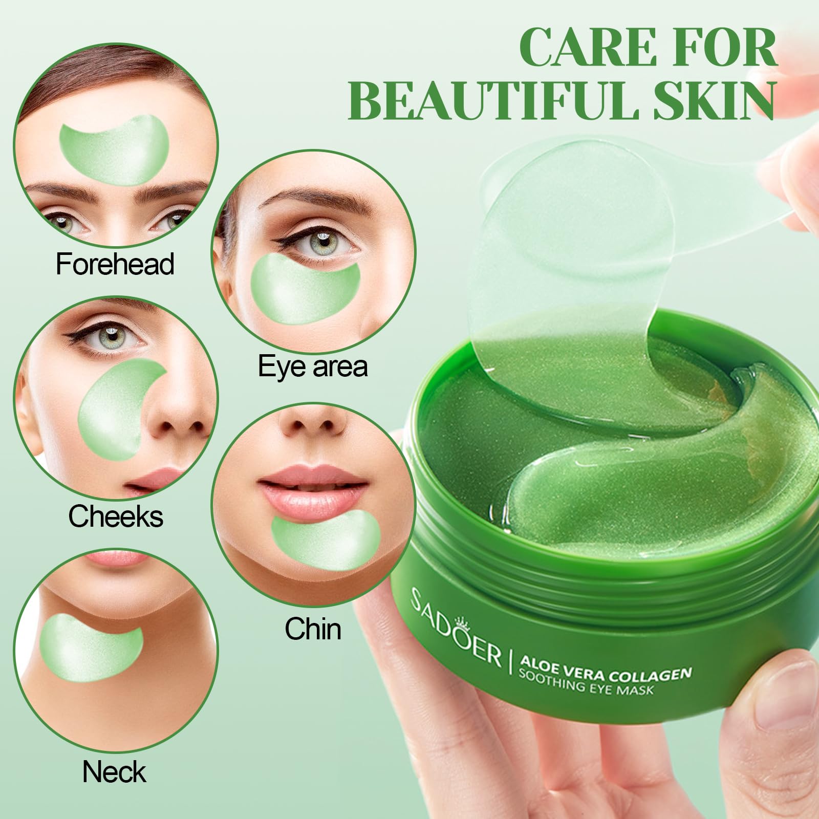 30 Paia Patch Occhi, Maschera Occhi di Aloe Vera, Collagene Patch Occhi, Rimuovi Borse e Puffiness, Maschera Per Gli Occhi Idratante All'Acido Ialuronico, Migliora Rughe, Contorno Occhi Idratante