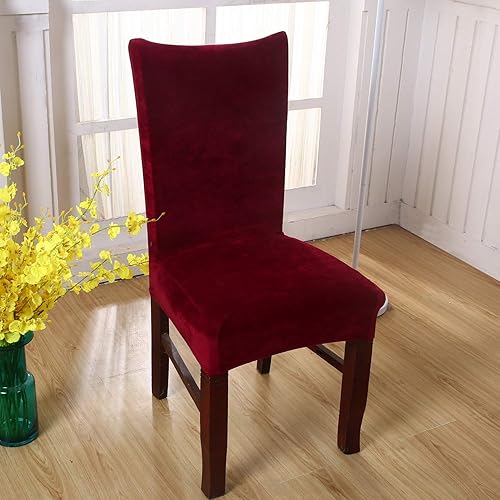 Miniatura 2 de SoulFeel Fundas de terciopelo de elastano para sillas de comedor, fundas protectoras de felpa de elastano, fundas de asiento lavables para