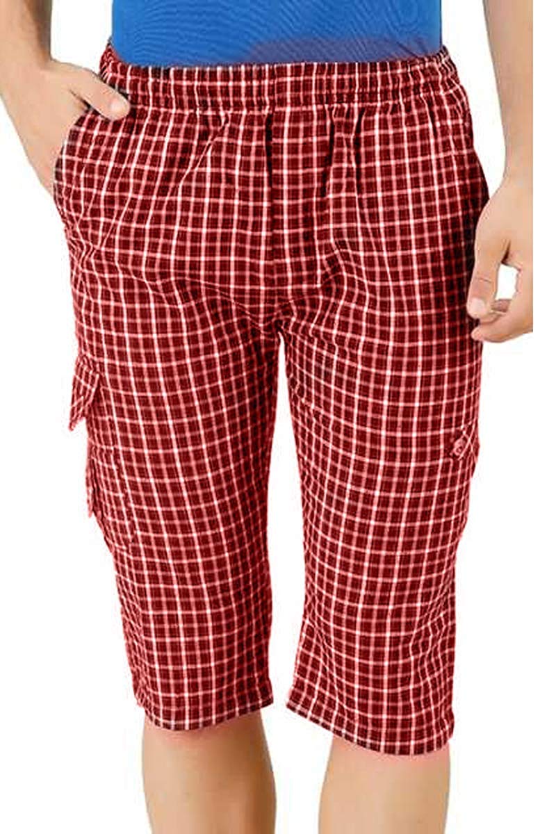 v4u Men's Checked Print Cotton Capri (Assorted Mixed Colour)-picture-19