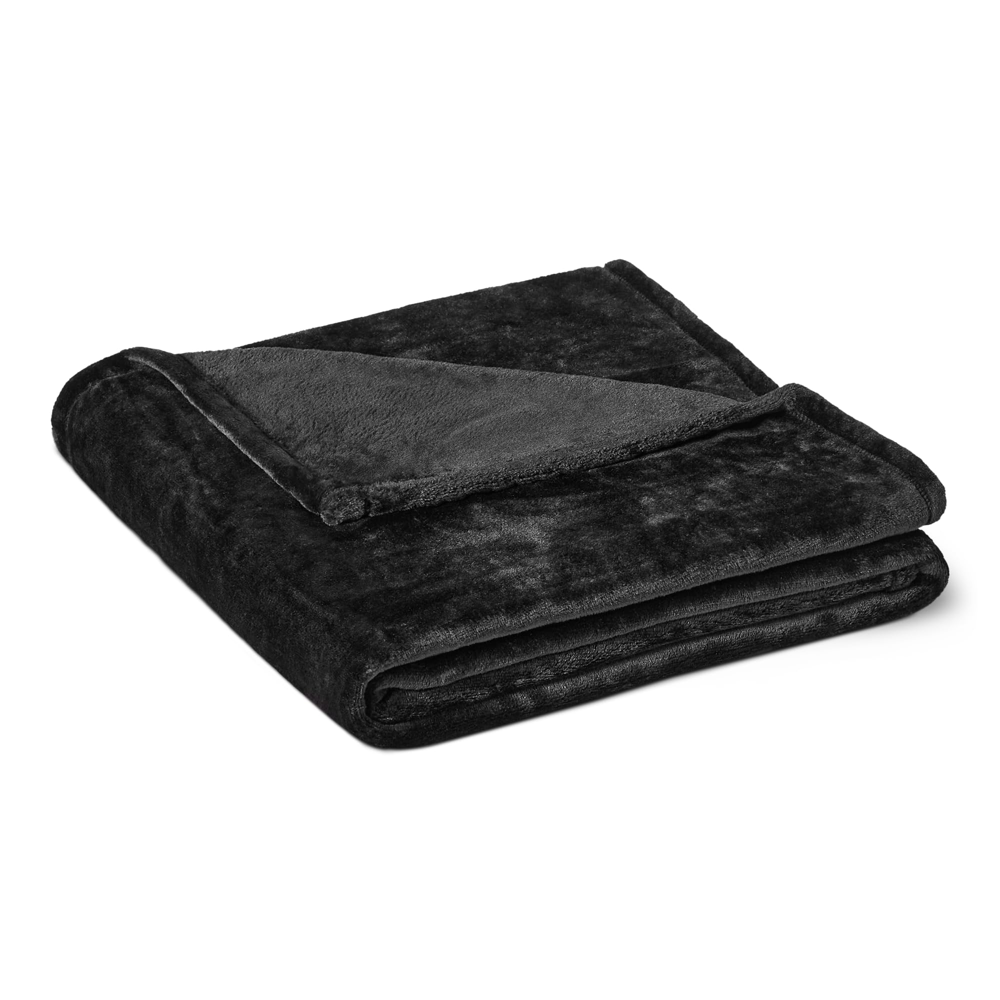 Amazon Basics Soft Warm Fleece Throw Blanket for Couch, 50" x 60", Black Global Recycled Standard Global Recycled Standard Global Recycled Standard