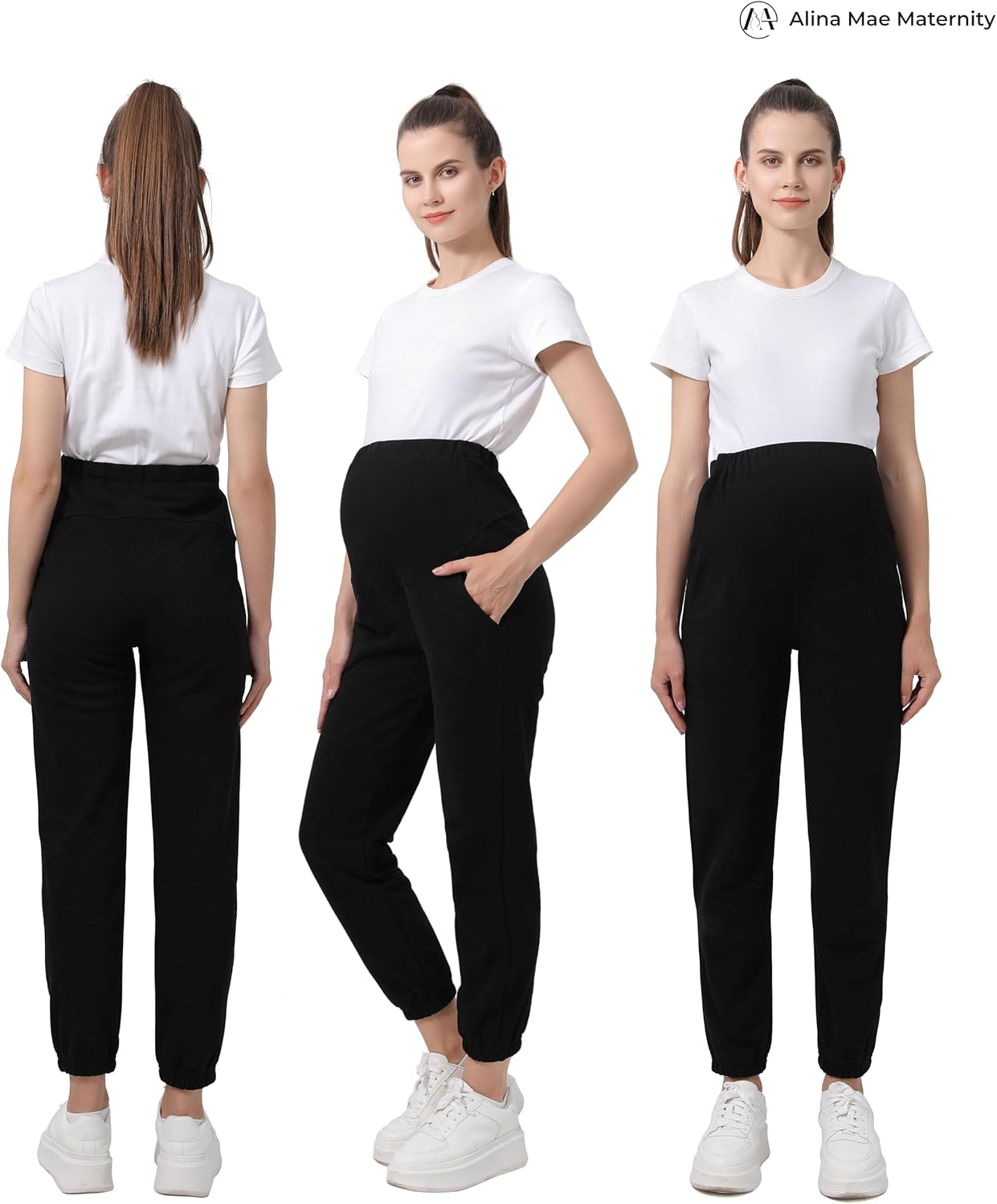 Women's Maternity Joggers Pregnant Sweatpants Pants Casual Lounge Over Belly Gym - Image 5