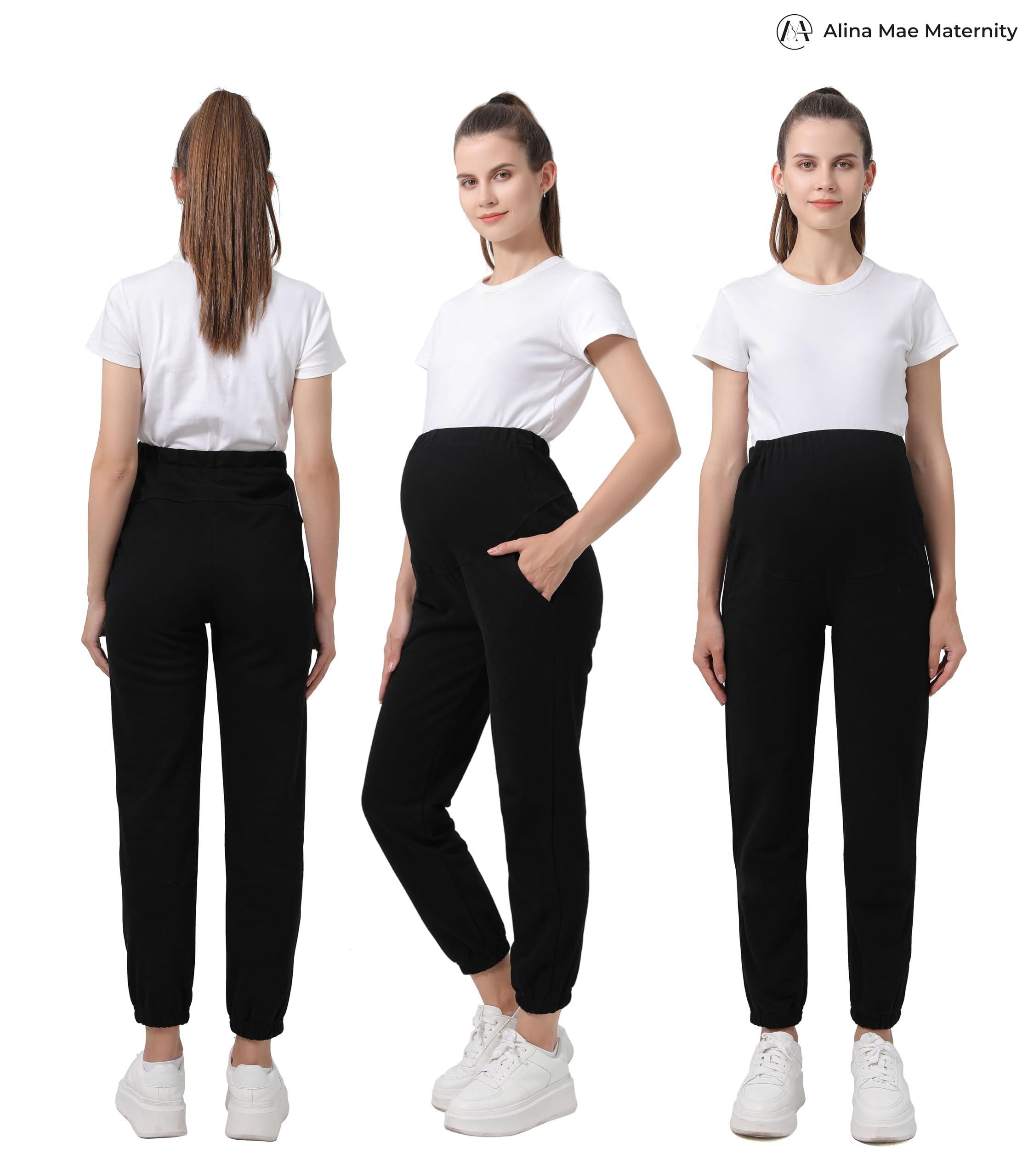 Damen-Umstands-Jogginghose für Schwangere, legere Lounge, über dem Bauch, Fitnessstudio