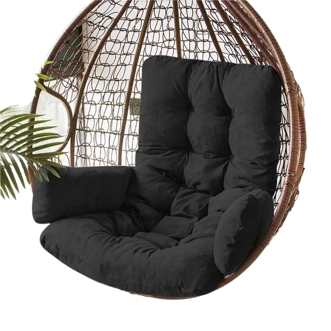 MFWHEFJ Egg Chair Cushion 1PC Thicked Hammock Chair Cushions Soft Pad Cushion with Headrest for Home Garden Indoor Outdoor No Hanging Chair (No Swing)(Black)