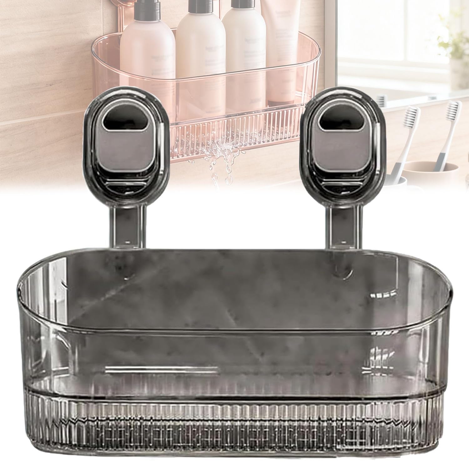 MYIHUIHUI Powerful Suction Storage Box - No Drill Bathroom Drain Rack Heavy Duty Shower Caddy with Drain Holes
