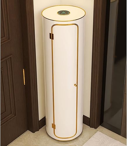 Zapatero giratorio redondo de metal con puerta, zapatero vertical con puerta, zapatero giratorio de 360°, gabinete multiusos, armario de juegos de