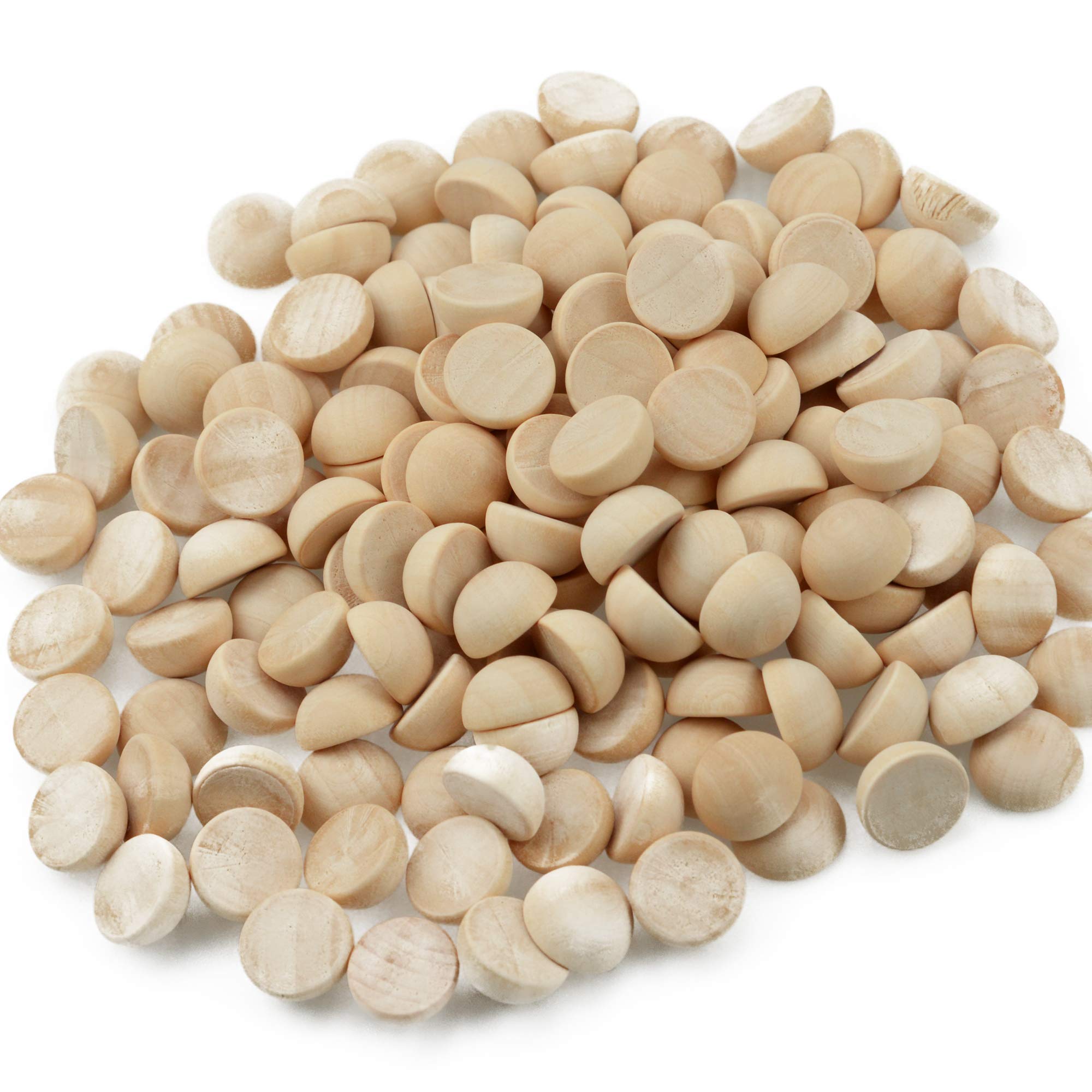 Tslinc 150 Pcs Half Crafts Natural Balls, 15mm Half Wooden Balls for Crafts Unfinished Split Wood Balls Half Wooden Beads for Paint DIY Christmas Ornament DIY Projects Crafts Arts