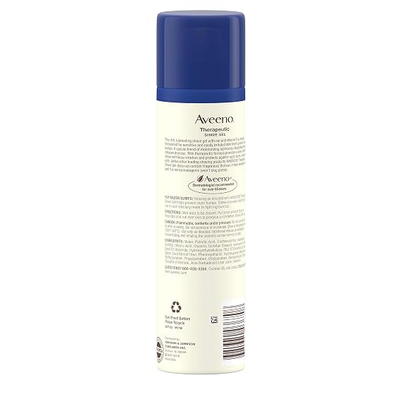 Aveeno Therapeutic Shave Gel with Oat and Vitamin E to Help Prevent Razor Bumps and Soothe Dry and Sensitive Skin, No Added Fragrances and Non-Comedogenic, 7 oz (Pack of 5)
