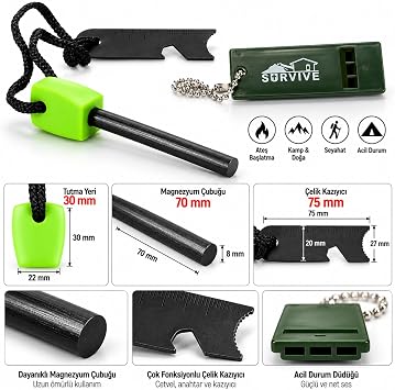 Barnetta BÜyÜk Boy Magnezyum ÇubuĞu AteŞ BaŞlatici Çakmak TaŞi Survival Acİl Durum ÇakmaĞi