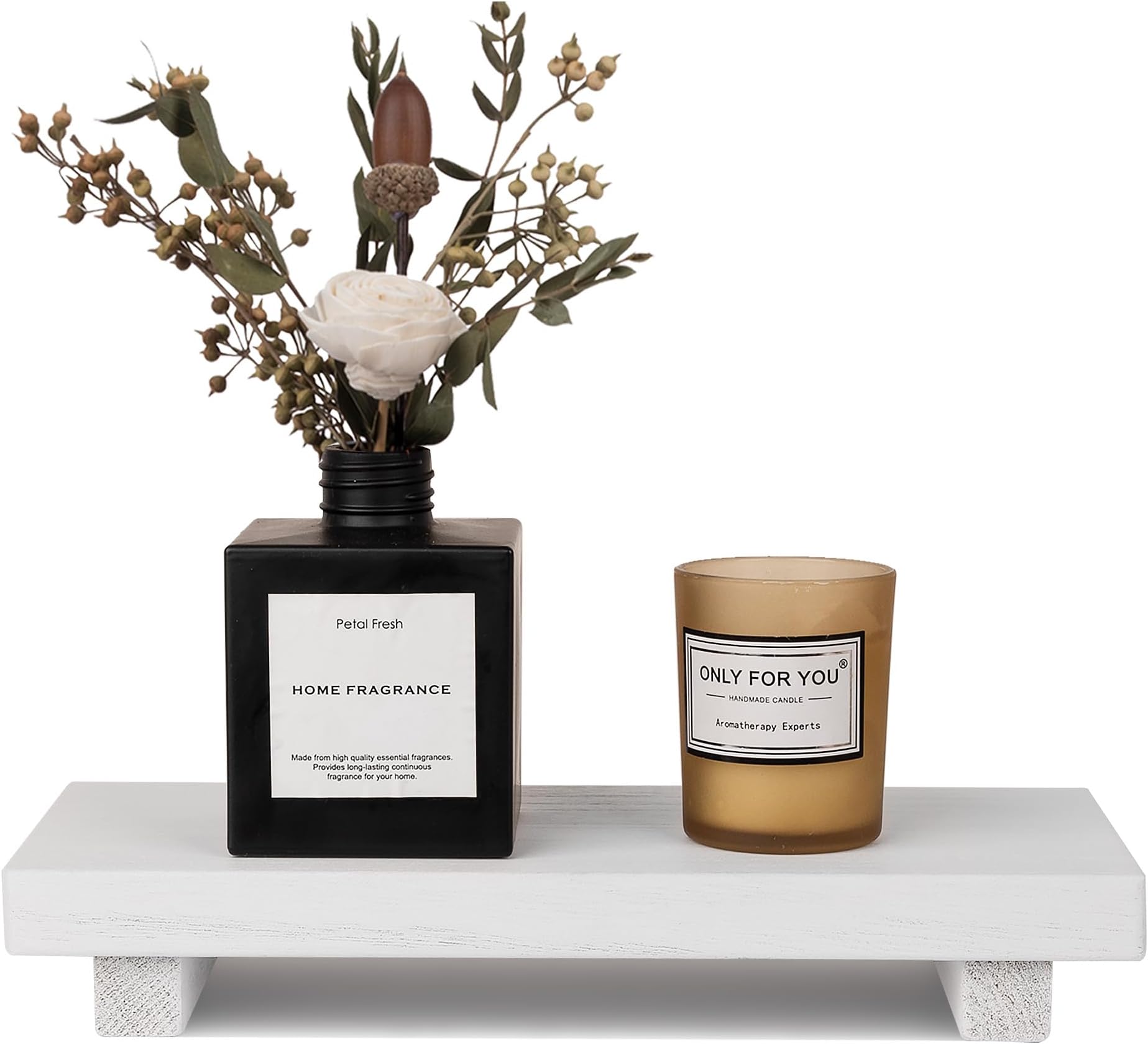 zoocatia Small Wood Tray Pedestal Stand Farmhouse Bathroom Decor Decorative Wooden Riser Kitchen Soap Dish Holder for Vanity, Counter, Sink, 10" x 4.5" - White