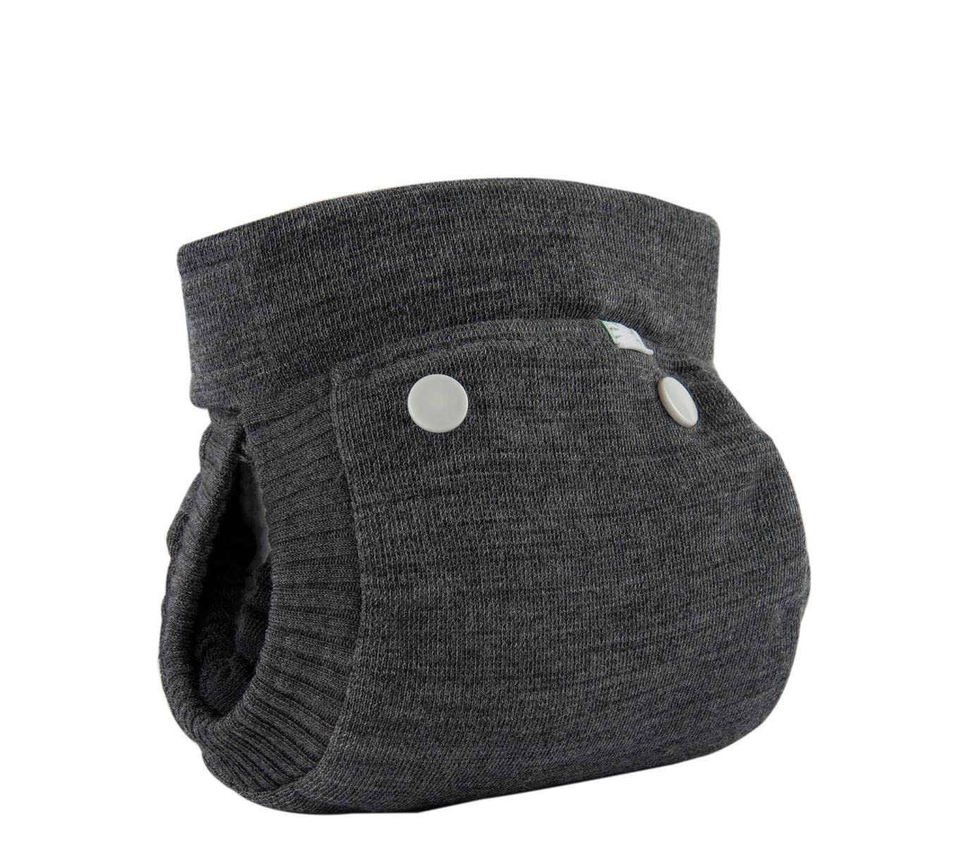 Popolini EasyFree Wool Anthrazit Melange All-in-3+ System Windel, Einlage und Bauchband (M (~5-10 kg))