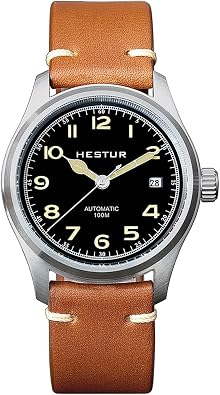 Automatic Mechanical Mens Watch 38mm, Miyota 8215, Classic Pilot Watches, 10bar, Date, Eleven Bead Steel Belt and Leather Strap