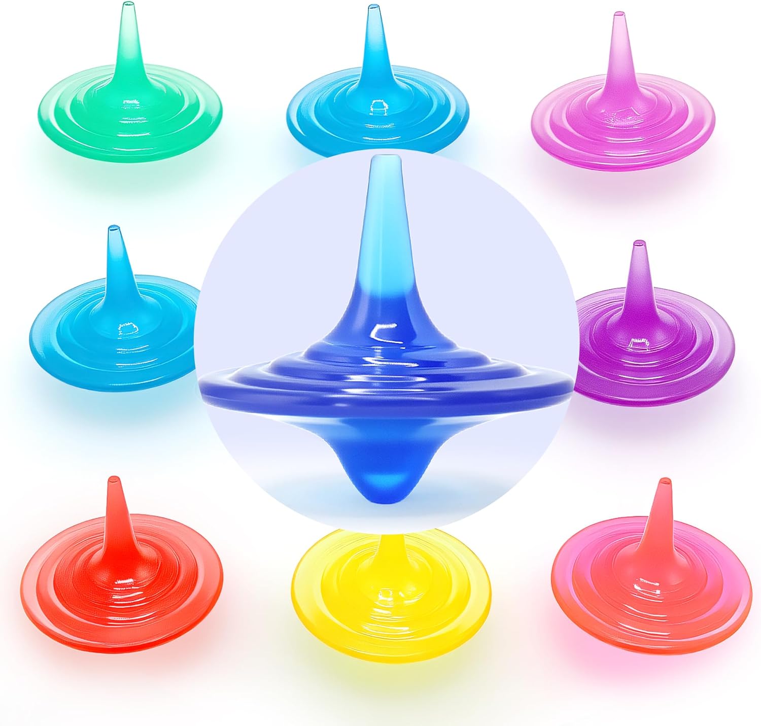 100 Pcs Clear Acrylic Spinning Tops Colorful Crystal Fidget Tops Gem Spinning Toys Bulk Gyros Spinners for Kids Gifts Prize Rewards