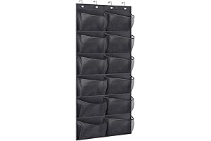12-Grid Mesh Pockets Over The Closet Door Wall Hanging Shoe Organizer Rack...
