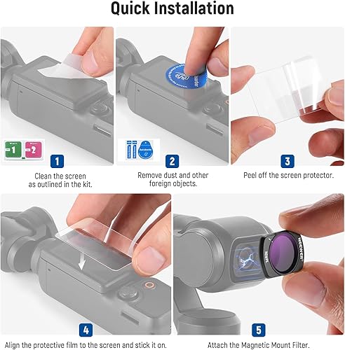 Miniatura 7 de NEEWER Juego de filtros magnéticos ND compatibles con DJI Osmo Pocket 3 Creator Combo Accesorios, paquete de 4 filtros multicapa HD ND8/PL ND16/PL