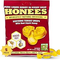 Vista 18 de Honees Gotas rellenas para la tos de mentol, miel, mentol y eucalipto, alivio natural del dolor de garganta, nada artificial, pastillas