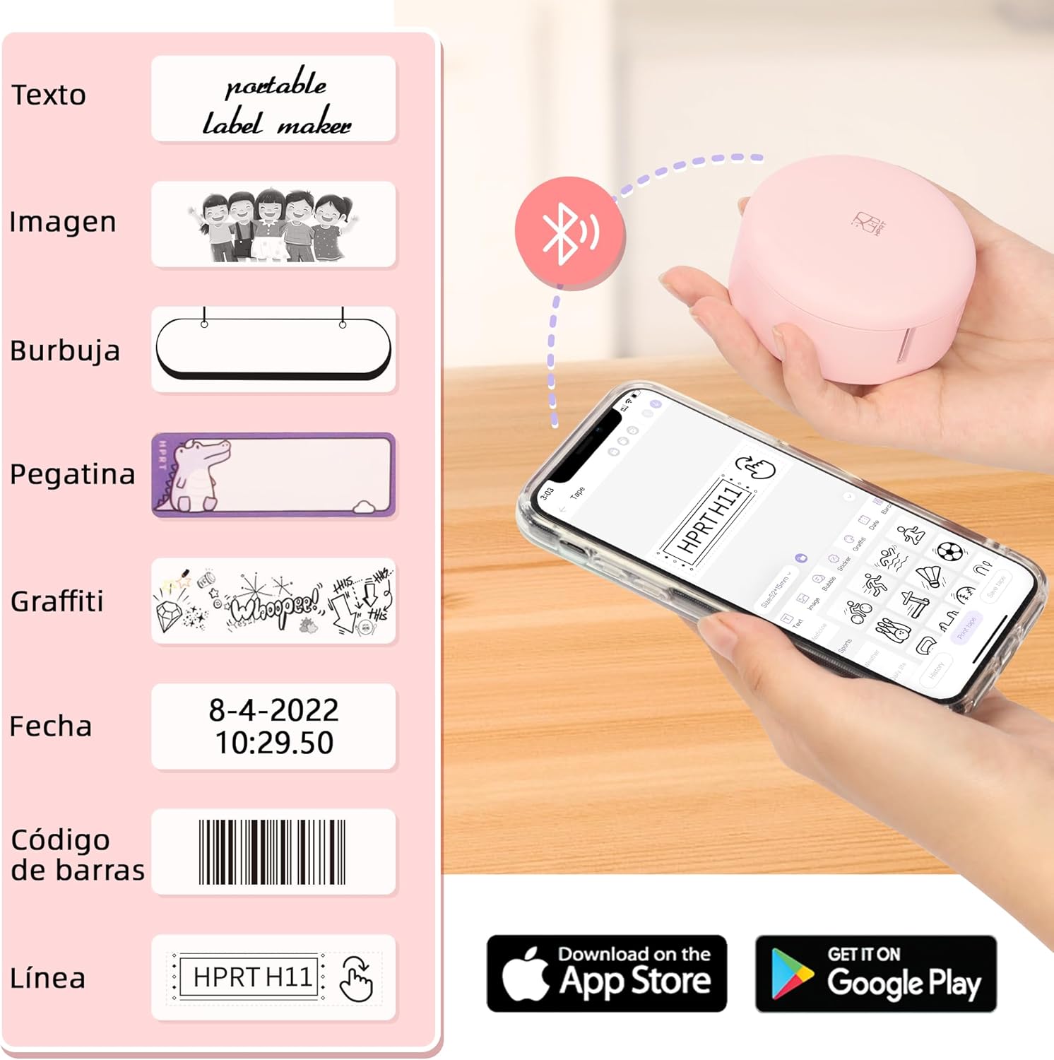 Label Maker Machine with Tapes, Mini Cute Label Makers, Bluetooth Connection with iPhone Android, Waterproof Labeler, Inkeless Labelmaker for Home, Office, Classroom Organization (5 Tapes Included) : Office Products