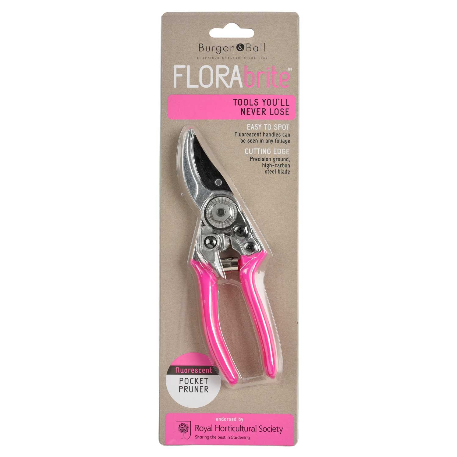 FloraBrite - Forbici da potatura tascabili, rosa, di Burgon & Ball