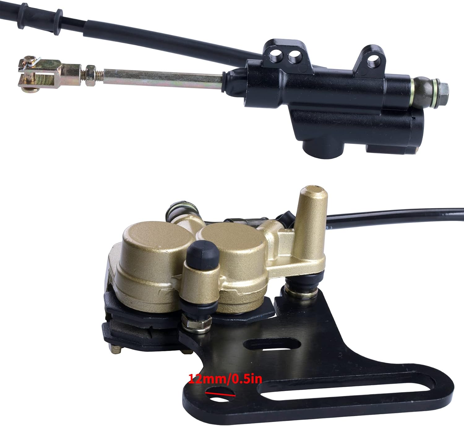 12mm rear disc hydraulic brake master cylinder caliper Compatible with 70cc 90cc 110cc 125cc 140cc 150cc SSR Baja apollo Taotao Coolster Roketa SDG 107 Pitster Pro Atomik Sikk Chinese Pit Dirt Bike