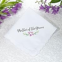 Vista 2 de Lillian Rose Púrpura Madre del Novio Hankie, 12", Blanco