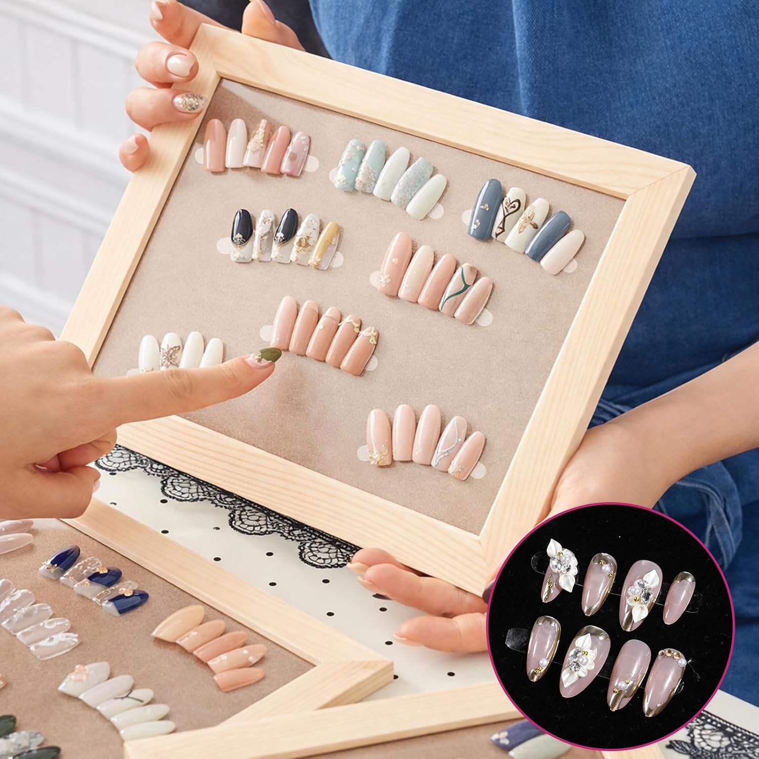 JJUNW 10 Sheets Double Sided Nail Tape,Nail Art Display Strip Nails Storage image 3