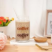 Vista 6 de Whaline Paquete de 4 vasos bohemios de 16 onzas con estampado de vaca, margaritas y flores a cuadros, con tapas de bambú, cepillos de limpieza