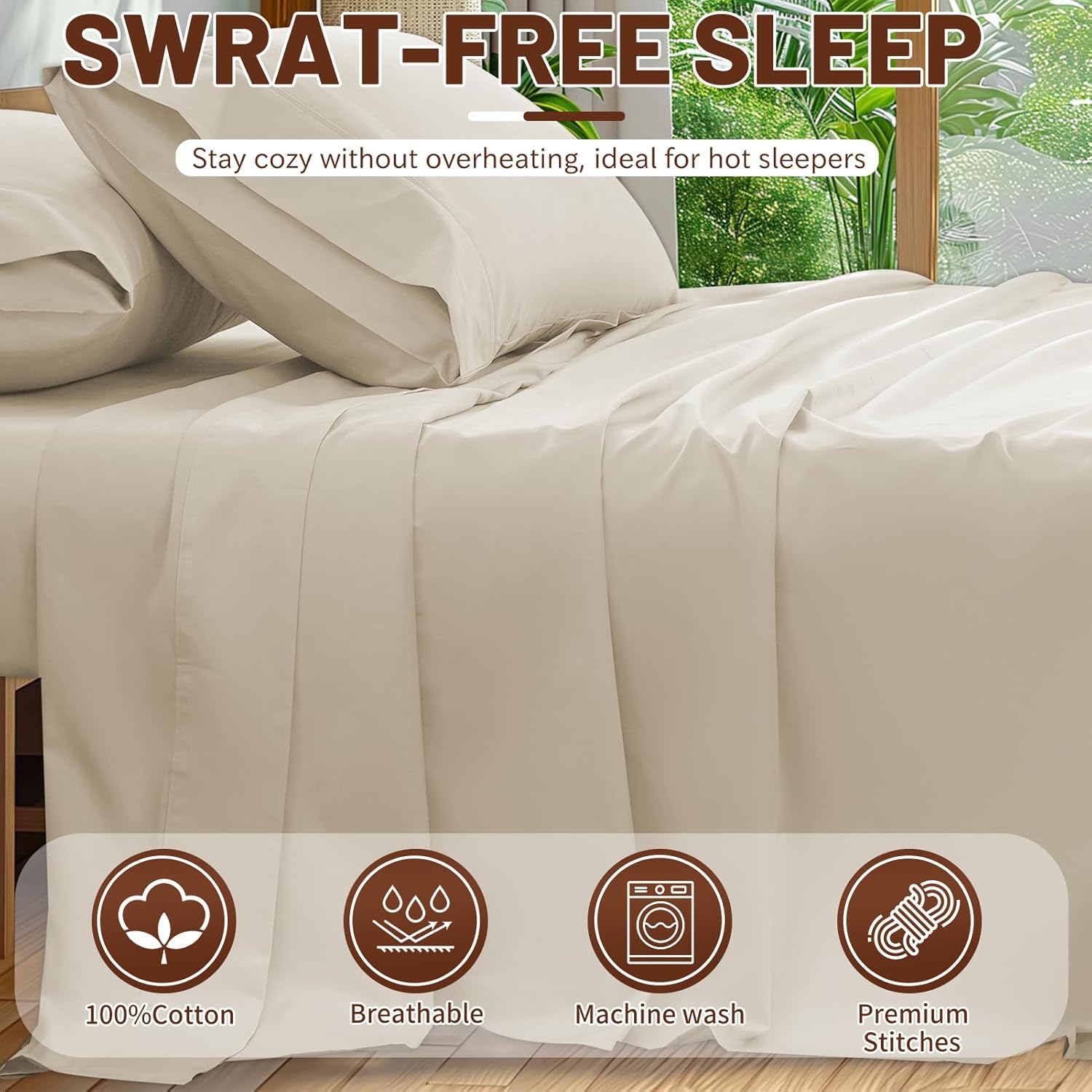 Extra Deep Pocket Queen Sheets 18-24 Inch 1000 Thread Count 100% Egyptian Cotton Sateen Weave Soft Breathable 4 Pieces(Queen,Linen) - Image 6