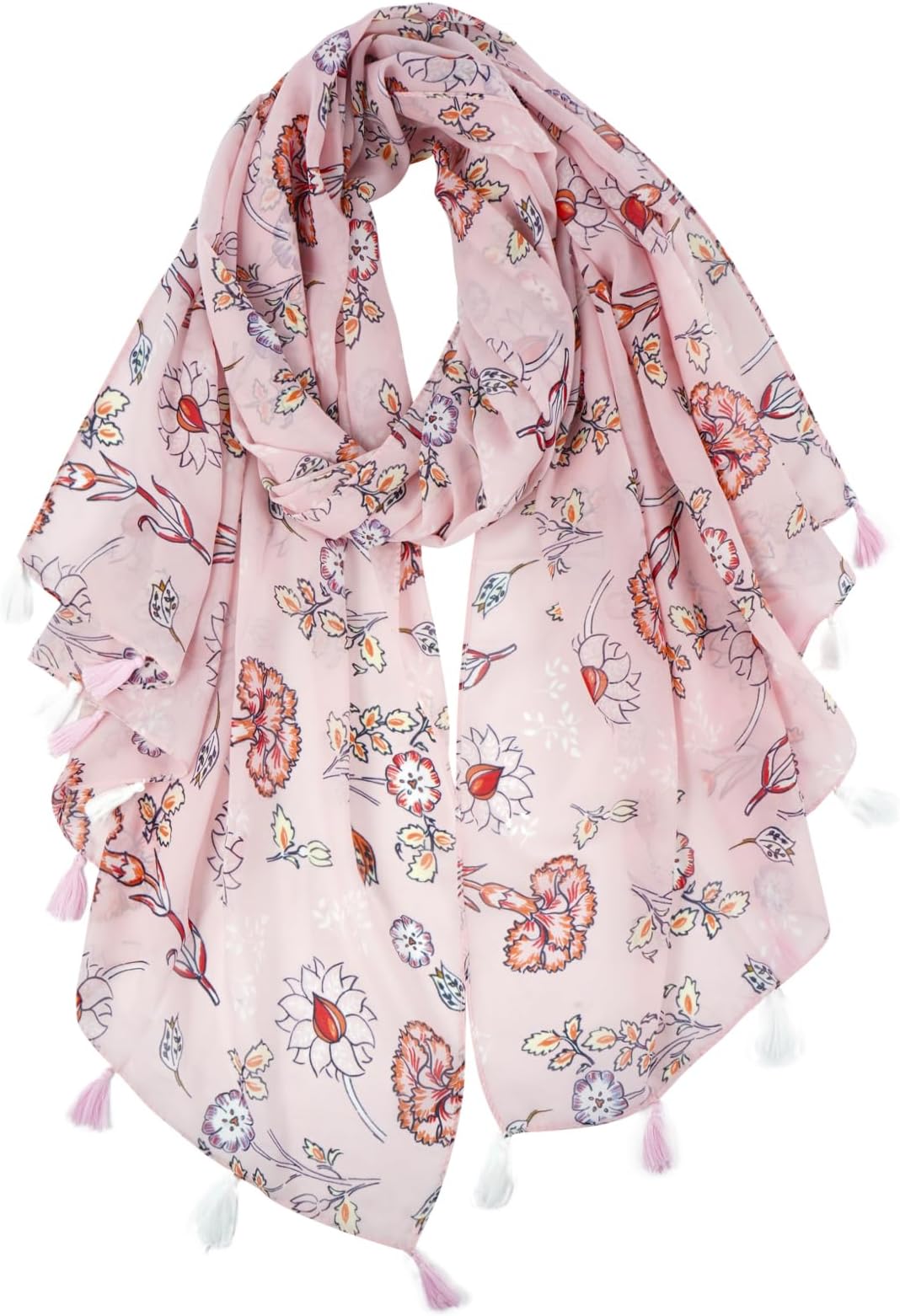 GERINLY Lightweight Scarves Fashion Flowers Print Women Cotton Wrap Scarf Head Shawl Winter Gift