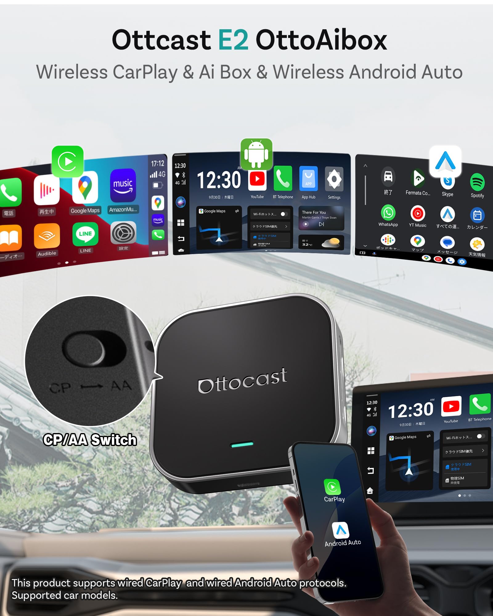 Ottocast E2 OttoAibox 2026 Car Streaming Box, Android 13 Smart AI
