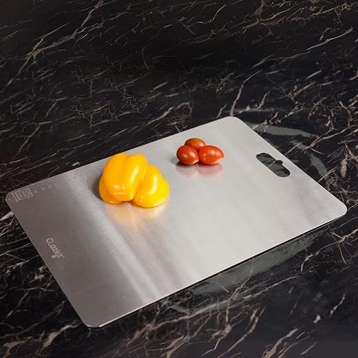 Clazkit Large Stainless Steel Chopping Cutting Board Vegetable,Fruit,Bread &amp; Meat Durable Safe &amp; Heavy Duty (360 x 250 x 1mm)
