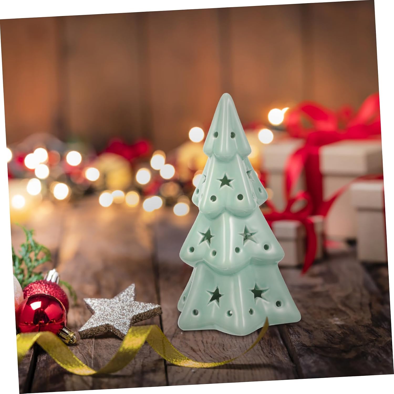 TEHAUX Ceramic Christmas Tree Desktop Ornament Festive Table Decoration for Xmas Parties Unique Holiday Centerpiece Elegant Xmas Decor for