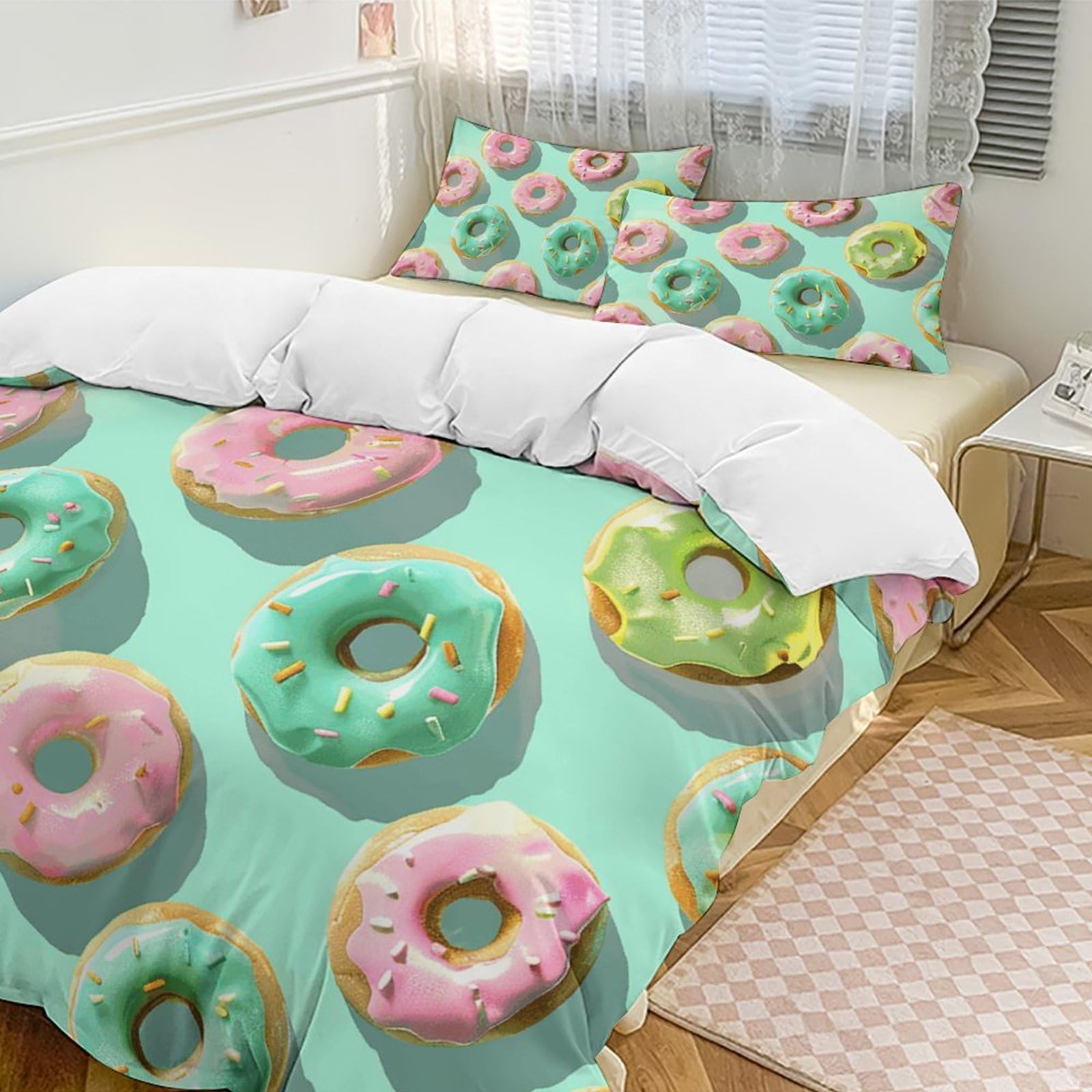 Parure de lit 3 pièces en microfibre légère 259x228 cm pour lit double XL avec ses 2 taies d'oreiller