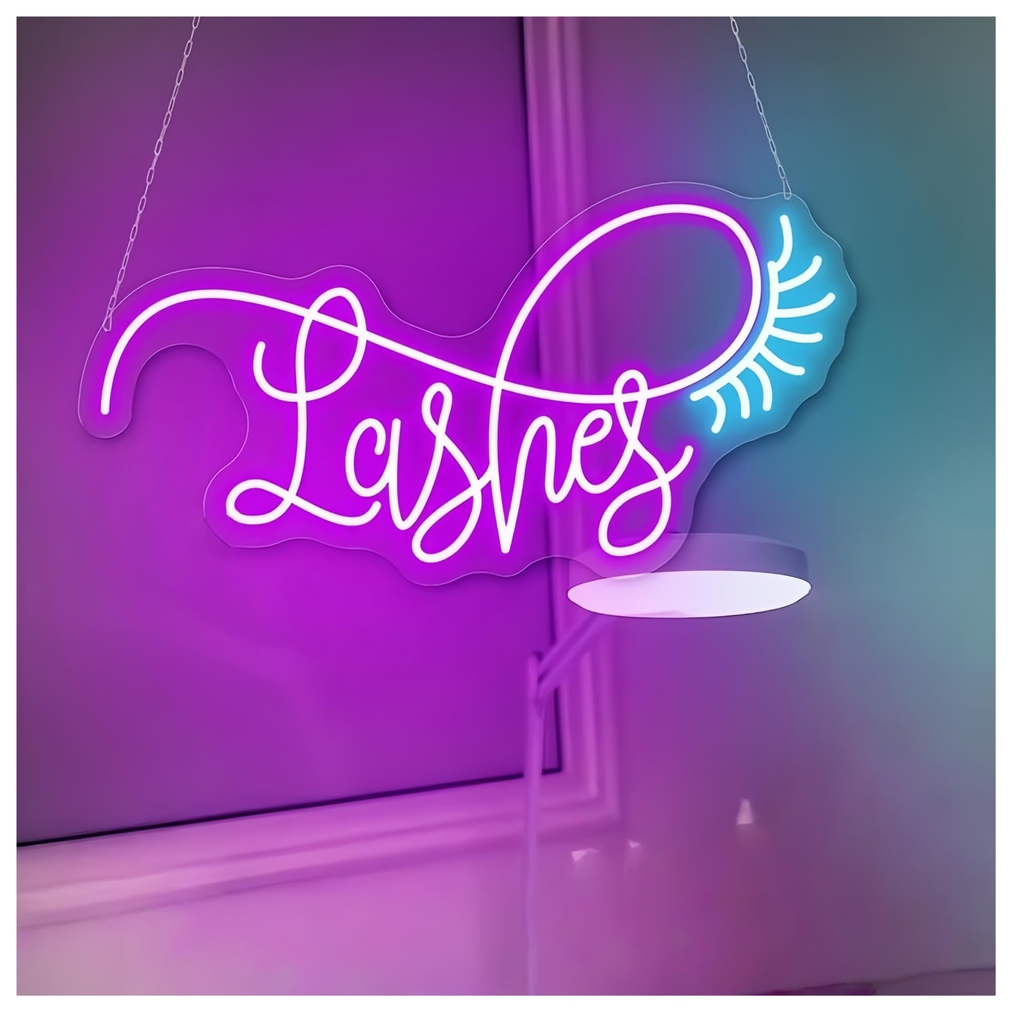 SHOUXI Sign Lamp Eyelashes Neon Sign for Wall Business Beauty Neon Light Personalized Beauty Salon Wall Decor Night Light(D,73X38CM)