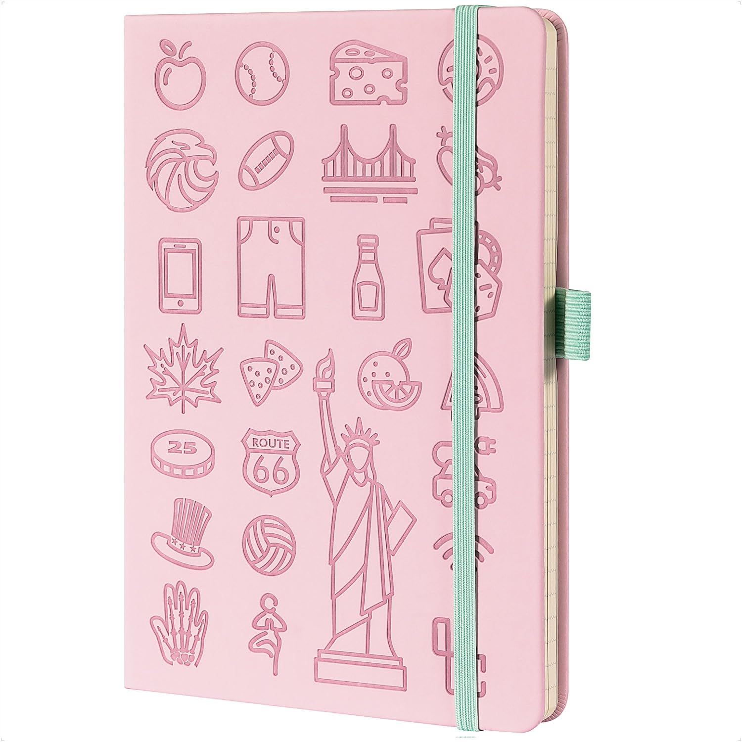 Photo 1 of Pejovo A5 Lined Leather Journal Notebook, (Pink), 160 Pages, 120gsm Thick Paper Notebook - 5.9×8.4 inches Personalized Iconic Hardcover Journal for Women Men Writing, Daily Diary and Note Taking Pastel Pink